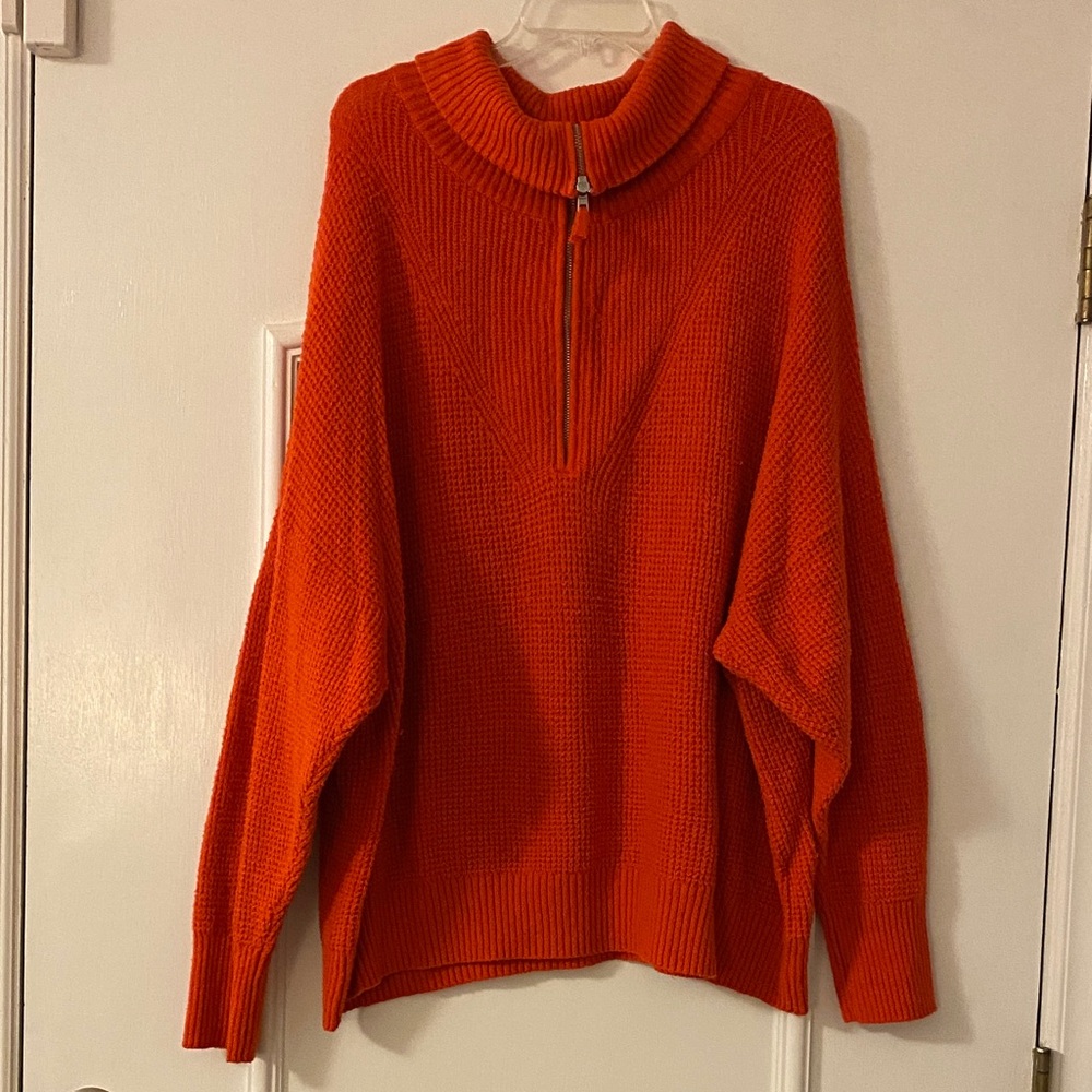 Aerie Vibrant Orange Cowl Neck Sweater XL